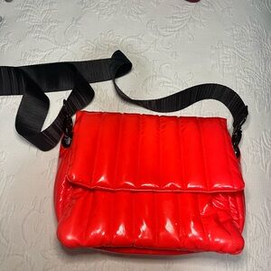 Think Royln Glossy Red Quilted Shoulder Bag